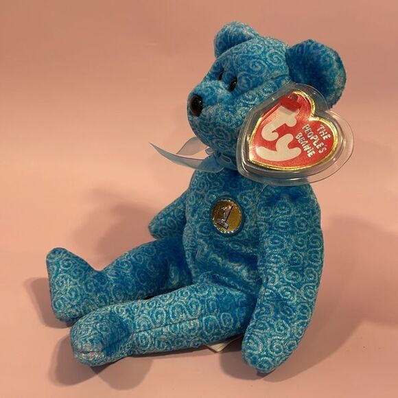 2001 Vintage Ty Original Beanie Baby Classy The Peoples Choice Blue Bear NWT EC - Picture 2 of 10